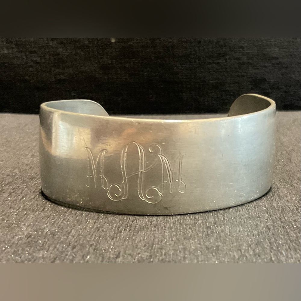 Leonard Genuine Pewter Cuff Bracelet Engraved MAM # 145